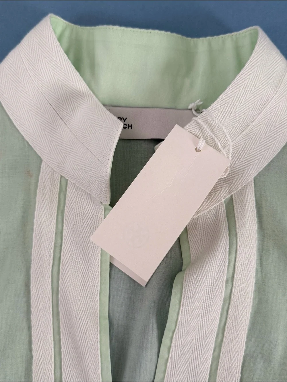 NWT Tory Burch Cotton Tunic Caftan Bright Mint Resort Swim Cover Up
